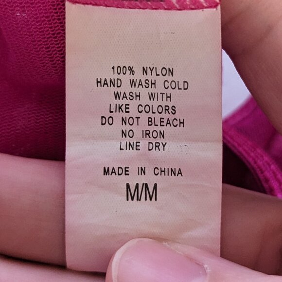 Vintage 2000s Y2K Hot Pink Sheer Mesh Babydoll Lingerie Slip Cami Top Sz Medium - Picture 7 of 7